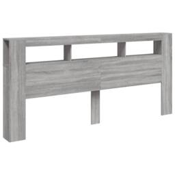 Berkfield Home LED Headboard Grey Sonoma 220x18.5x103.5 cm Engineered Wood - thumbnail 1