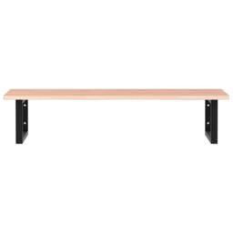 Berkfield Home Basin Shelf Wall Mounted Steel & Solid Wood Oak in Light Brown - thumbnail 4