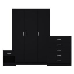 Home Discount Vida Designs Riano 3Pc Bedroom Set - 5 Drawer Chest, 3 Door Wardrobe in Black - thumbnail 8