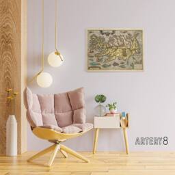 "Artery8 1585 Iceland Pictorial Map With Sea Monsters Canvas Wall Art Print - Size: W18"" x H24""" - thumbnail 3