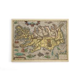 "Artery8 1585 Iceland Pictorial Map With Sea Monsters Canvas Wall Art Print - Size: W18"" x H24""" - thumbnail 1