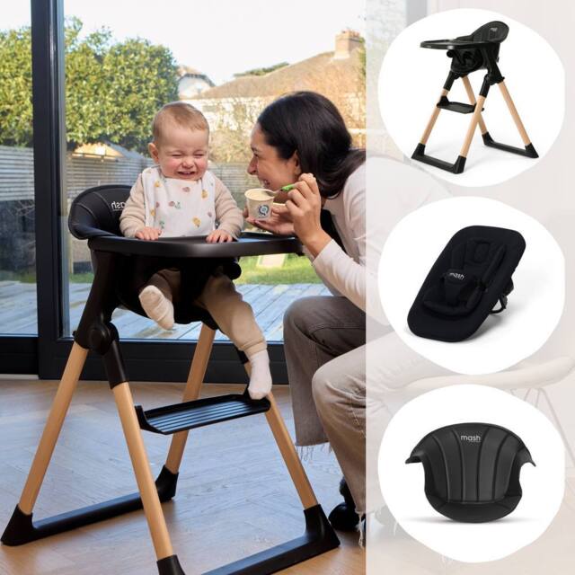 Baby Elegance Mash High Chair Bundle with Newborn Pod & Cushion Black Bean - image 1