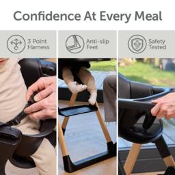 Baby Elegance Mash High Chair Bundle with Newborn Pod & Cushion Black Bean - thumbnail 7