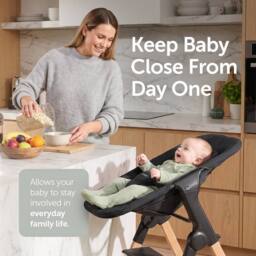 Baby Elegance Mash High Chair Bundle with Newborn Pod & Cushion Black Bean - thumbnail 4