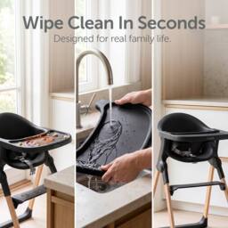 Baby Elegance Mash High Chair Bundle with Newborn Pod & Cushion Black Bean - thumbnail 8