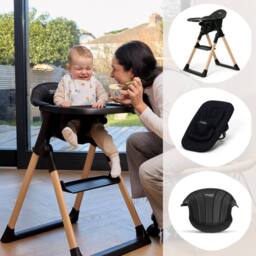 Baby Elegance Mash High Chair Bundle with Newborn Pod & Cushion Black Bean