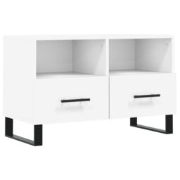 Berkfield Home TV Cabinet White 80x36x50 cm Engineered Wood - Size: 80 x 36 x 50 cm - thumbnail 2