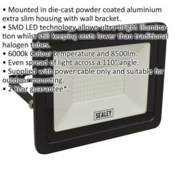 Loops Extra Slim Floodlight with Wall Bracket - 100W SMD LED - IP65 Rated - 8500 Lumen - thumbnail 2