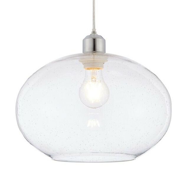 Loops Hanging Ceiling Pendant Light Shade Clear Bubble Glass 300mm Wide Round Bowl - image 1