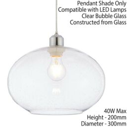 Loops Hanging Ceiling Pendant Light Shade Clear Bubble Glass 300mm Wide Round Bowl - thumbnail 2