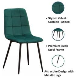 EONLION Green Velvet Dining Chairs Cushion Padded - Size: 100 cm - thumbnail 3