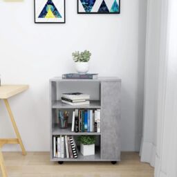 Berkfield Home Rolling Cabinet Concrete Grey 60x35x75 cm Engineered Wood - Size: 60 x 35 x 75 cm - thumbnail 3