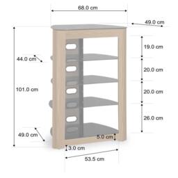 Centurion Supports ZINNIA 5-Shelf Flat Screen TV/Hi-Fi/AV Rack Glass Multimedia Stand - thumbnail 7