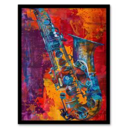 "Artery8 Acid Jazz Music Saxophone Abstract Painting Framed Art Print - Size: W12"" x H16""" - thumbnail 1