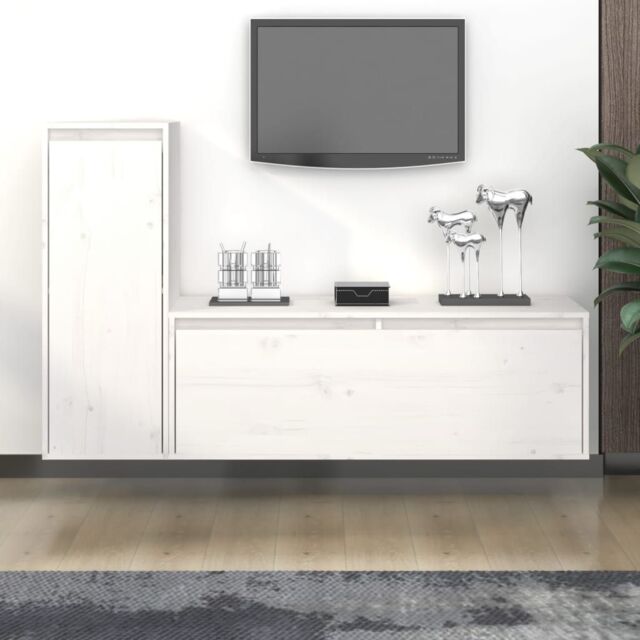 Berkfield Home TV Cabinets 2 pcs White Solid Wood Pine - image 1