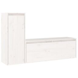 Berkfield Home TV Cabinets 2 pcs White Solid Wood Pine - thumbnail 2