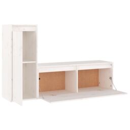 Berkfield Home TV Cabinets 2 pcs White Solid Wood Pine - thumbnail 4