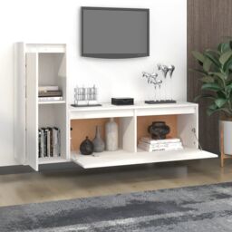 Berkfield Home TV Cabinets 2 pcs White Solid Wood Pine - thumbnail 3