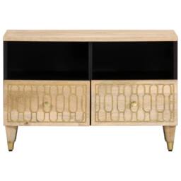 Berkfield Home TV Cabinet 70x33x46 cm Solid Wood Mango in Light Tan - Size: 70 x 33 x 46 cm - thumbnail 1