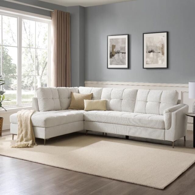 Home Detail Rose Left-Hand Corner Sofa in Cream - Size: 4 Person - image 1