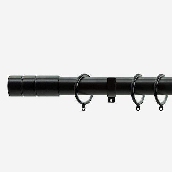 New Edge Blinds Matt Black 28mm Barrel Fixed Length Metal Curtain Pole in Jet Black - Size: 220 cm - image 1