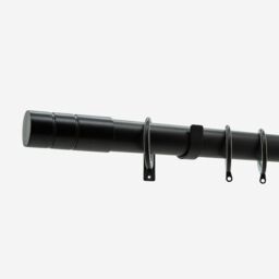 New Edge Blinds Matt Black 28mm Barrel Fixed Length Metal Curtain Pole in Jet Black - Size: 220 cm - thumbnail 2