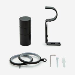 New Edge Blinds Matt Black 28mm Barrel Fixed Length Metal Curtain Pole in Jet Black - Size: 220 cm - thumbnail 3