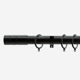 New Edge Blinds Matt Black 28mm Barrel Fixed Length Metal Curtain Pole in Jet Black - Size: 220 cm - thumbnail 1