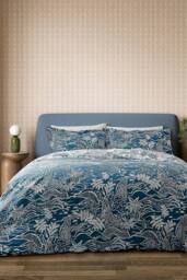 Scion 'Falling Foss' Cotton Duvet Cover Set in Blue - Size: Double - thumbnail 1