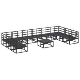 Berkfield Home Garden Sofa Set 11 pcs Black 70 x 70 x 32 cm Aluminium - thumbnail 9