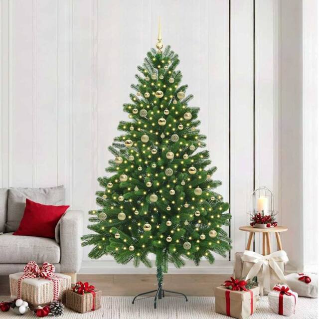 Berkfield Home Artificial Christmas Tree with 300 LEDs with Stand Green 210 cm - image 1