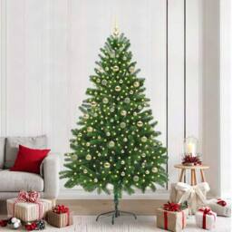 Berkfield Home Artificial Christmas Tree with 300 LEDs with Stand Green 210 cm - thumbnail 1