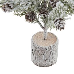 Love Lace Small Snowy Fir Tree With Pinecones In Wood Log in Brown - thumbnail 3
