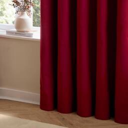Furn The Ultimate Velvet 100% Blackout Eyelet Curtain Pair in Burgundy - Size: 229 cm width x 229 cm drop - thumbnail 6