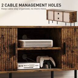 STILVORA TV Stand with Shelves & Cupboards in Rustic Brown - thumbnail 8