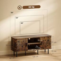 STILVORA TV Stand with Shelves & Cupboards in Rustic Brown - thumbnail 4