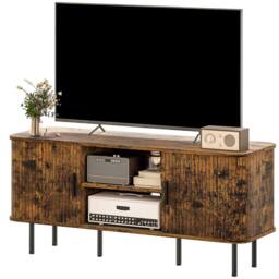 STILVORA TV Stand with Shelves & Cupboards in Rustic Brown - thumbnail 5
