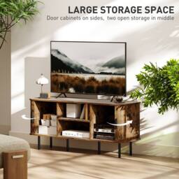 STILVORA TV Stand with Shelves & Cupboards in Rustic Brown - thumbnail 7