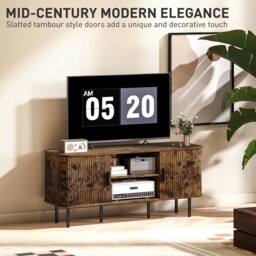 STILVORA TV Stand with Shelves & Cupboards in Rustic Brown - thumbnail 6