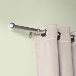 OHS Curtain Pole Extendable 28mm Metal Finnials Ball End Rod Fittings in Silver - Size: 220 cm - thumbnail 2