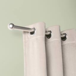 OHS Curtain Pole Extendable 28mm Metal Finnials Ball End Rod Fittings in Silver - Size: 220 cm