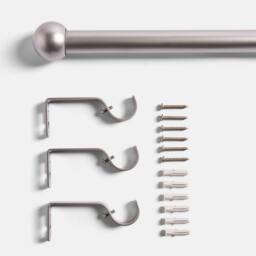 OHS Curtain Pole Extendable 28mm Metal Finnials Ball End Rod Fittings in Silver - Size: 220 cm - thumbnail 6
