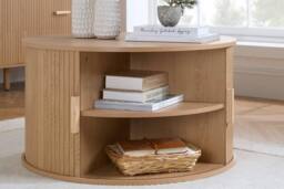Birlea Axel Round Fluted Coffee Table with Storage Oak in Light Oak - Size: 1 Pack - thumbnail 2