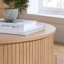 Birlea Axel Round Fluted Coffee Table with Storage Oak in Light Oak - Size: 1 Pack - thumbnail 6