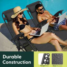 Keplin Set of 2 Heavy Duty Zero Gravity Chairs - Garden Recliners in Navy - thumbnail 5