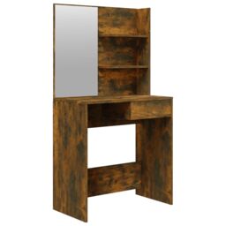 Berkfield Home Dressing Table with Mirror Smoked Oak 74.5x40x141 cm in Brown - thumbnail 2