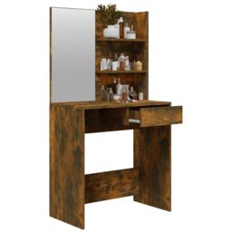 Berkfield Home Dressing Table with Mirror Smoked Oak 74.5x40x141 cm in Brown - thumbnail 5