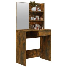 Berkfield Home Dressing Table with Mirror Smoked Oak 74.5x40x141 cm in Brown - thumbnail 4