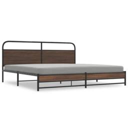 Berkfield Home Metal Bed Frame without Mattress Brown Oak 200x200 cm