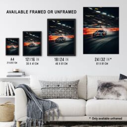 "Artery8 Wall Art Print Sports Car Challenge Motorsport Racing Circuit For Him Man Cave Artwork Poster in Black - Size: W24"" x H32""" - thumbnail 3